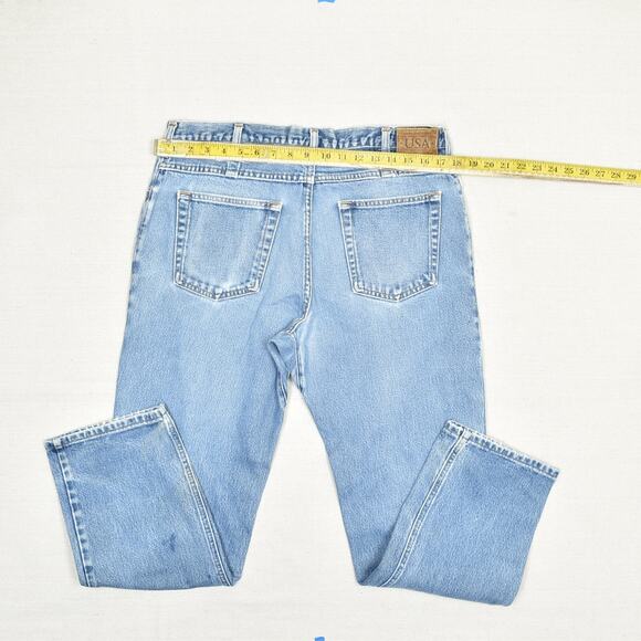 VTG All American Men's Straight Jeans Zip Cotton Blue Size 34x30 USA Made Stain - Picture 4 of 8